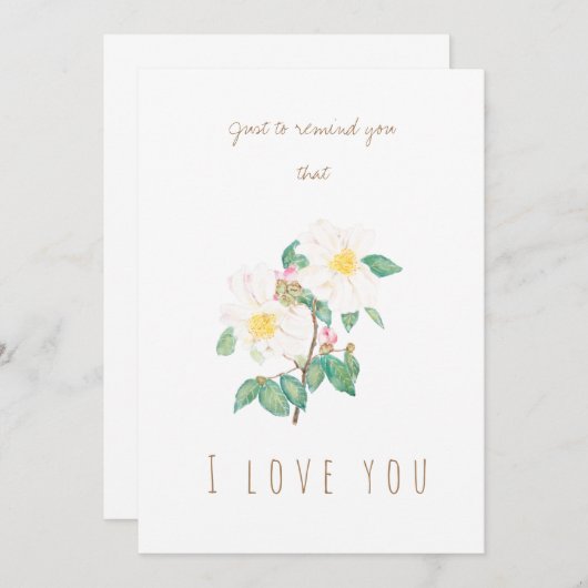 aquarelle blanc fleurs de camélia carte de voeux (Devant / Derrière)