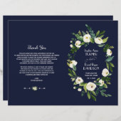 Aquarelle blanc Floral bleu foncé Programme de mar (Devant / Derrière)