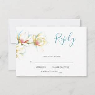 Aquarelle Blanc Magnolia Fleur Répondre Cartes RSV