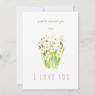 aquarelle blanc narcisse fleurs carte de voeux
