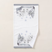 Aquarelle Blanc Polaire Ours Pin Arbres Noël (Serviette à main)