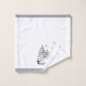 Aquarelle Blanc Polaire Ours Pin Arbres Noël (Gant de toilette)