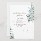 Aquarelle blanche Faire-part de mariage de cerfs d (Devant / Derrière)