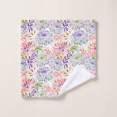 Aquarelle blanche, fleurs roses (Gant de toilette)