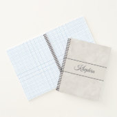 Aquarelle blanche Gris Monogramme Nom Carnet (Intérieur)