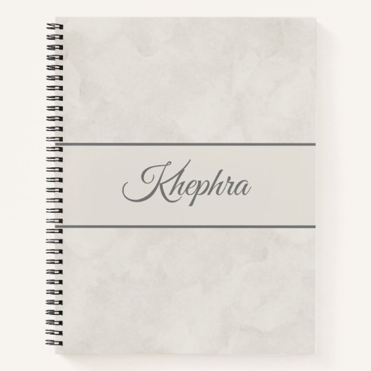 Aquarelle blanche Gris Monogramme Nom Carnet (Devant)