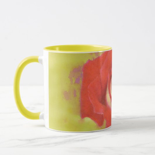 Aquarelle blanche jaune et rouge Rose Art Mug (Gauche)