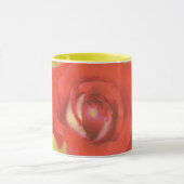 Aquarelle blanche jaune et rouge Rose Art Mug (Centre)