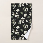 Aquarelle blanche Magnolia Motif noir (Serviette à main)