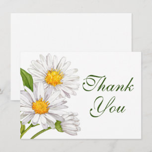Aquarelle blanche marguerite Merci floral été