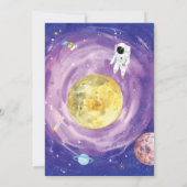 Aquarelle Blast off Space Invitation Anniversaire (Dos)