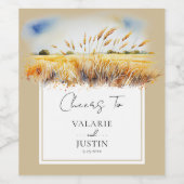 Aquarelle Blé Western Mariage Étiquette de vin (Étiquettes simples)