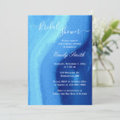 Aquarelle Bleu Agate Douche nuptiale Invitation (Debout devant)
