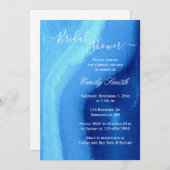 Aquarelle Bleu Agate Douche nuptiale Invitation (Devant / Derrière)