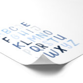 Aquarelle bleu Alphabet poster (Coin)
