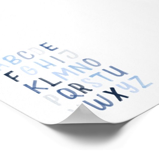 Aquarelle bleu Alphabet poster (Coin)