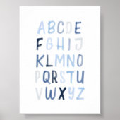 Aquarelle bleu Alphabet poster (Devant)