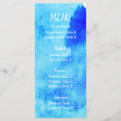 Aquarelle bleu Aqua, carte de menu mariage récif c (Dos)