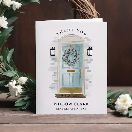 Aquarelle bleu Aqua Porte avant et Merci de couron