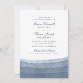 Aquarelle bleu ardoise Ombre invitation mariage (Devant)