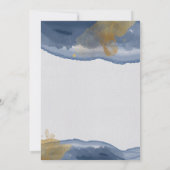 Aquarelle bleu | Baptême Gold Boys Invitation (Dos)