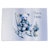 Aquarelle Bleu Bébé Ours Sac cadeau (Devant)