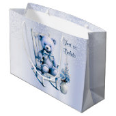 Aquarelle Bleu Bébé Ours Sac cadeau (Dos Angle)