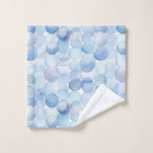 Aquarelle Bleu Blancs Cercles Motif moderne (Gant de toilette)