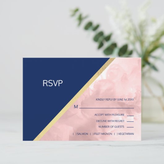 Aquarelle bleu bleu marine bleu Mariage RSVP (Debout devant)