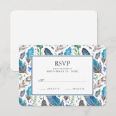 Aquarelle bleu Boho Aztec - Mariage RSVP (Devant / Derrière)