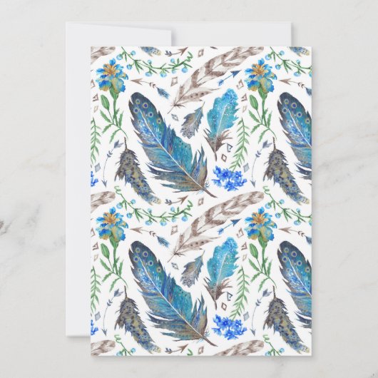 Aquarelle bleu Boho Aztec | MERCI (Dos)