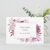 Aquarelle bleu Bourgogne moderne Merci floral (Debout devant)