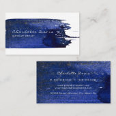 Aquarelle Bleu Brush Carte de visite (Devant / Derrière)