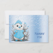 Aquarelle Bleu Canard Fleurs Carte de remerciement (Devant)