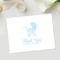 Aquarelle Bleu Carriage Baby shower garçon Merci