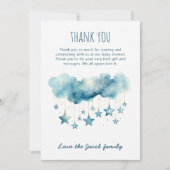 Aquarelle bleu ciel étoilé merci (Devant)