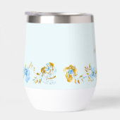 Aquarelle bleu clair personnalisée Or floral (Droite)