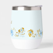 Aquarelle bleu clair personnalisée Or floral (Gauche)