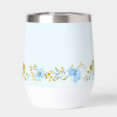 Aquarelle bleu clair personnalisée Or floral (Arrière)