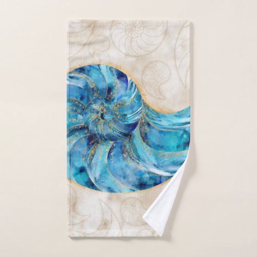 Aquarelle bleu coque Nautilus (Serviette à main)