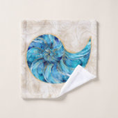 Aquarelle bleu coque Nautilus (Gant de toilette)