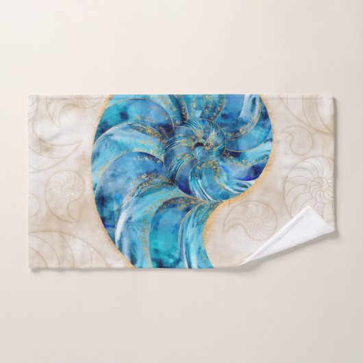 Aquarelle bleu coque Nautilus (Serviette à main)