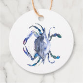 Aquarelle Bleu Crabe Favoriser les étiquettes (Devant)