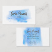 aquarelle bleu design carte de visite personnalisé (Devant / Derrière)