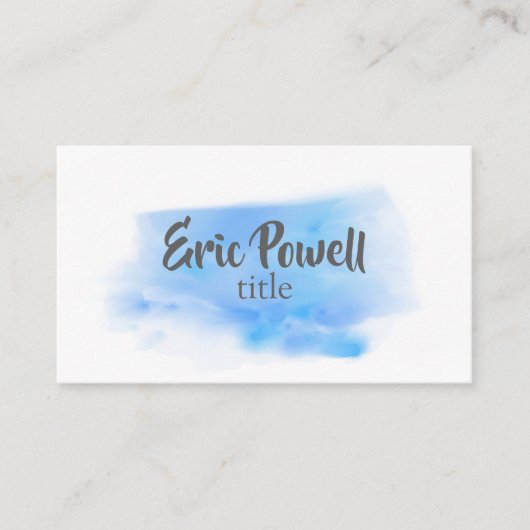 aquarelle bleu design carte de visite personnalisé (Devant)