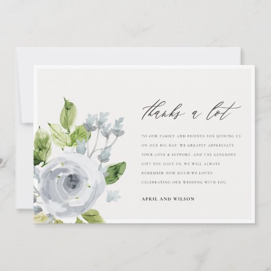 Aquarelle bleu doux Merci floral (Devant)