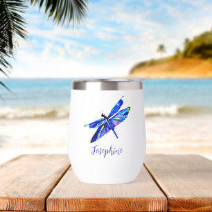 Aquarelle Bleu Dragonfly Main Illustrée personnali