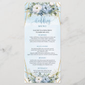 Aquarelle Bleu Duché Floral Verdure Menu Mariage (Devant)