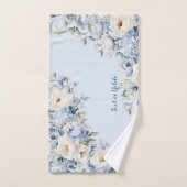 Aquarelle bleu Dusty Fleurs d'ivoire Feuille (Serviette à main)
