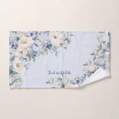 Aquarelle bleu Dusty Fleurs d'ivoire Feuille (Serviette à main)